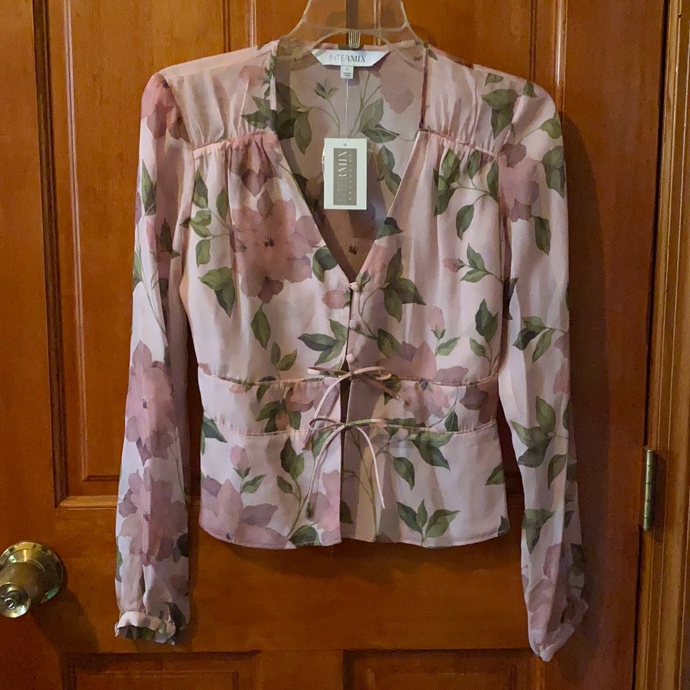 NWT Intermix 100% Silk Floral Blouse Size 0